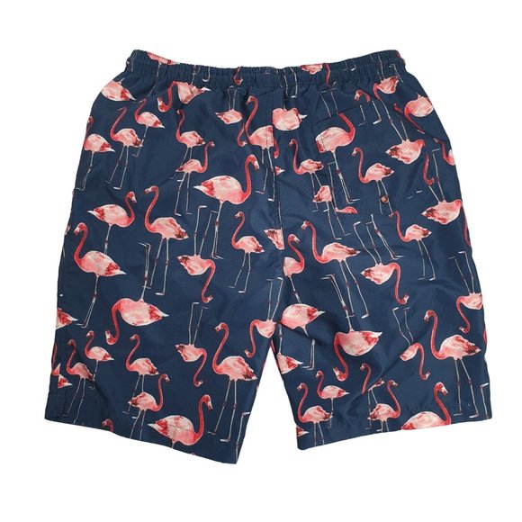 Flamingo Men Medium Swim Trunks Board Shorts Forever 21 Lined Beach Hawaiian - Picture 6 of 8